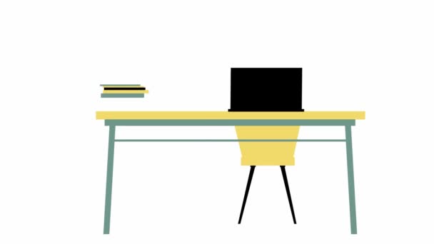 Анимационное Рабочее Место Дизайнера Современная Концепция Плоского Дизайна Работы Офисе — стоковое видео