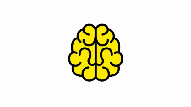 Símbolo Amarelo Preto Animado Cérebro Conceito Ideia Criativo Vídeo Loop — Vídeo de Stock