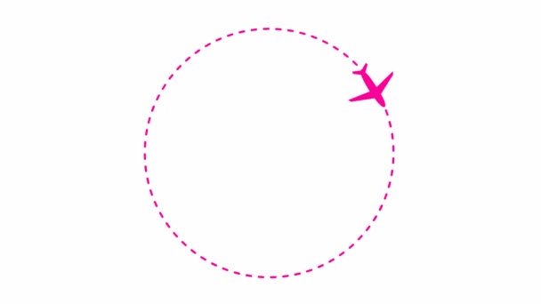 Bingkai Merah Muda Animasi Pesawat Terbang Sepanjang Lingkaran Lintasan Sebuah — Stok Video