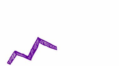 Moda çizgisi grafiğiyle finansal büyüme grafiği. Okun menekşe simgesi. Ekonominin büyüme çizelgesi. El çizimi vektör çizimi beyaz arkaplanda izole edildi.