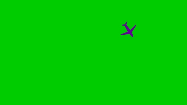 Animated Violet Plane Flies Circle Trajectory Concept Airplane Travel Trip — Stock Video