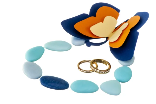 Snubní prsten a svatby laskavosti — Stock fotografie