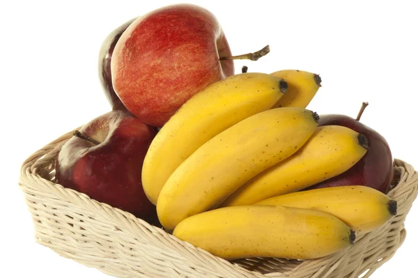 작은 바나나와 빨간 사과 — 스톡 사진