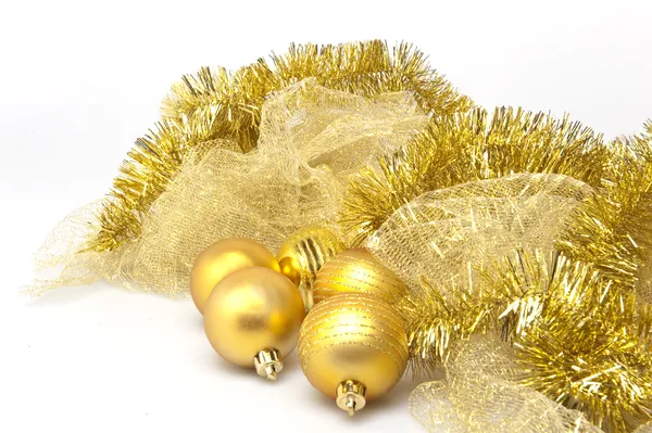 Złote ozdoby świąteczne — Zdjęcie stockowe