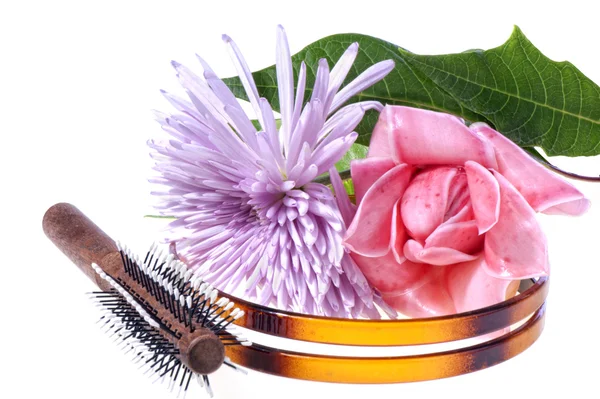 Stirnband Luft, Pinsel und exotische Blumen — Stockfoto