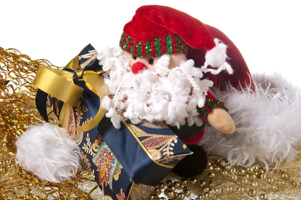 Santa Claus doll an christmas gift — Stock Photo, Image