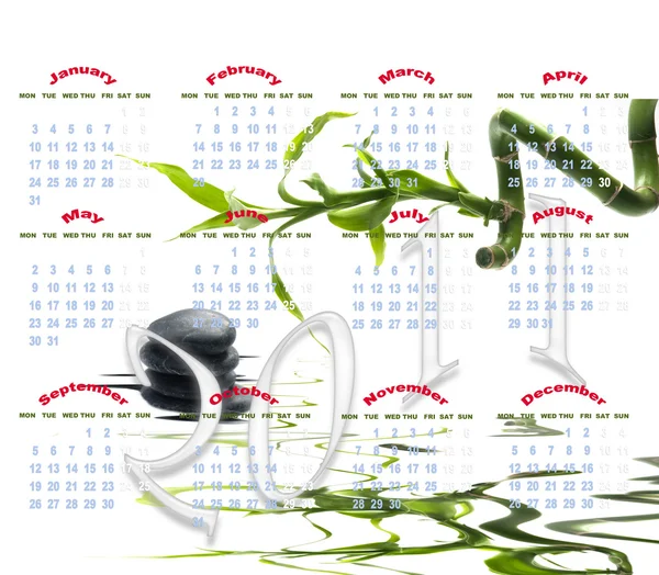 Calendar 2011 with bamboo — Stock Photo, Image