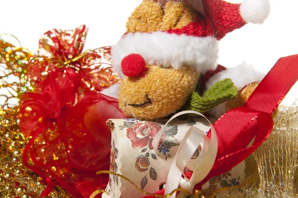 Santa Claus doll an christmas gift — Stock Photo, Image