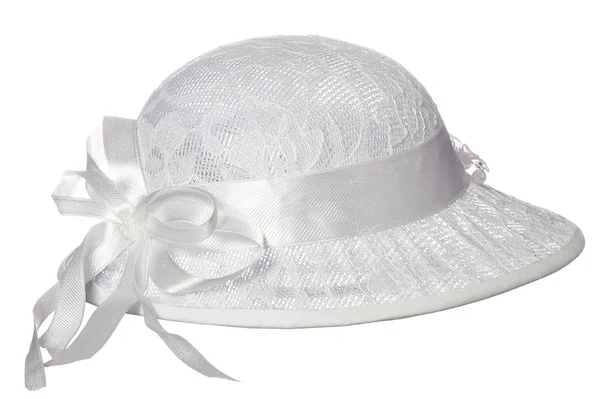 Biały kapelusz na białym tle — Zdjęcie stockowe