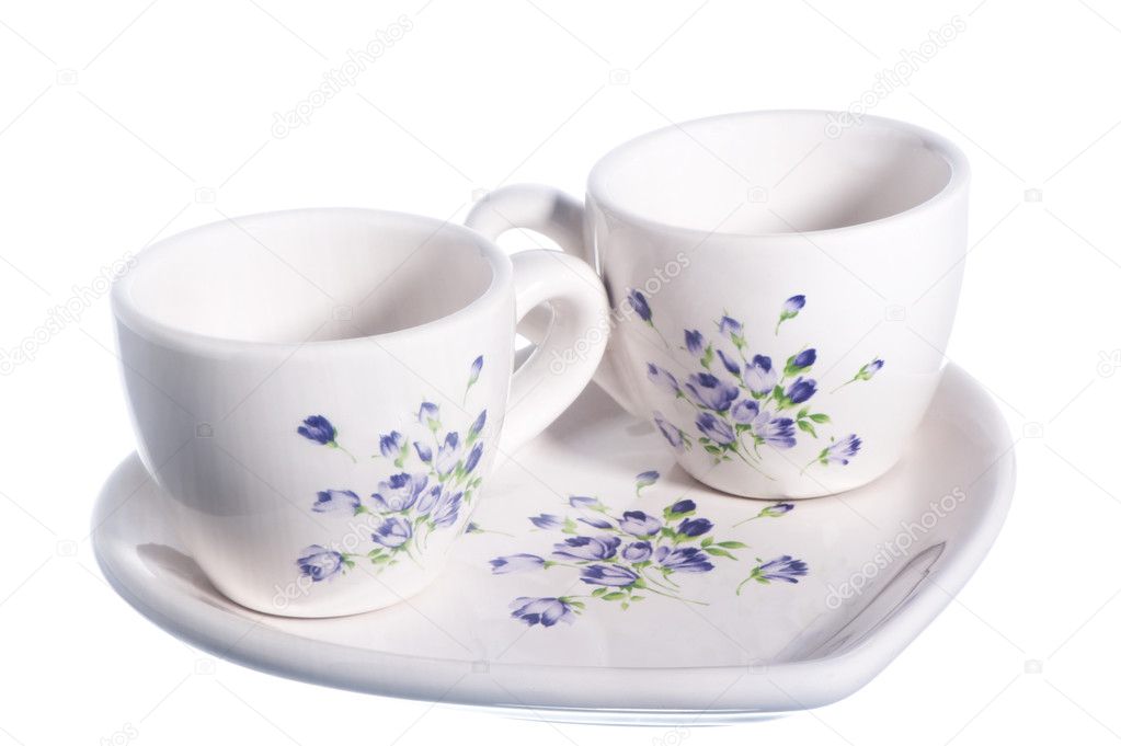 A two cups of coffee on white background