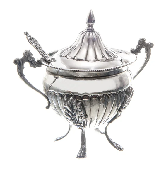 Silver sugar bowl — Stock Photo, Image