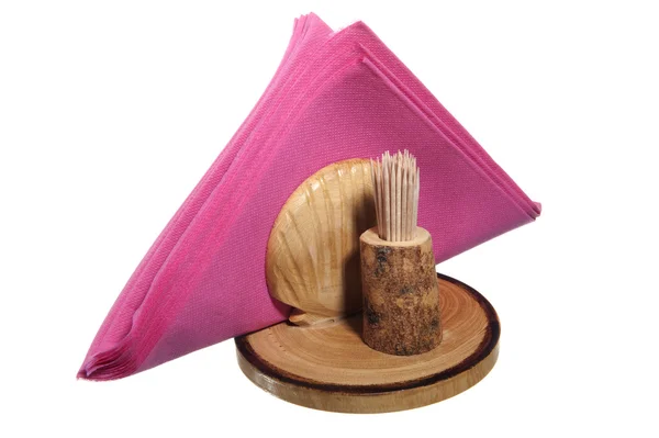 Napkin holder and wooden toothpicks — Stock Photo, Image