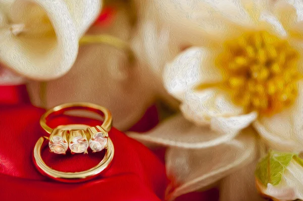 Pintura al óleo anillos de boda —  Fotos de Stock