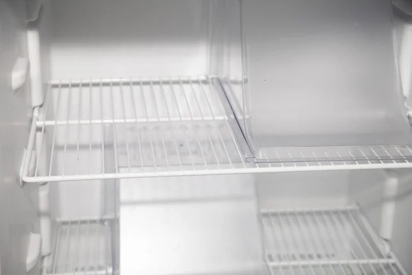 Empty Shelves Clean Empty White Refrigerator — Stock Photo, Image
