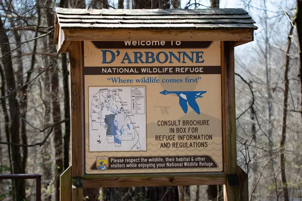 Arbonne National Wildlife Refuge Sign West Monroe Louisiana Eua Março — Fotografia de Stock