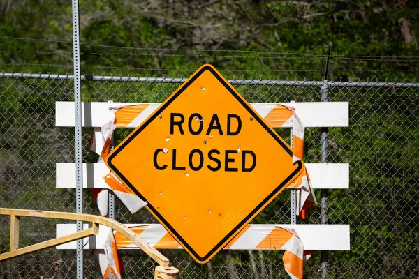 Road Closed Sign Arbonne Lake Spillway Louisiana Usa April 2022 — Stockfoto