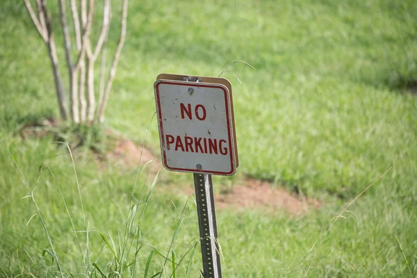 Close Leaning Parking Sign — Stock Photo, Image