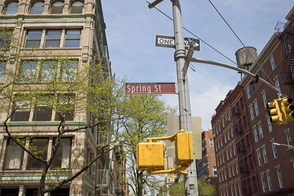 New York Usa Okt 2021 Straatnaambord Spring Street Wijk Manhattan — Stockfoto