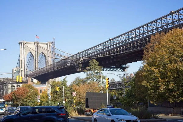 Brooklyn Usa Nov 2021 Brooklyn Bridge Όπως Φαίνεται Από Επίπεδο — Φωτογραφία Αρχείου