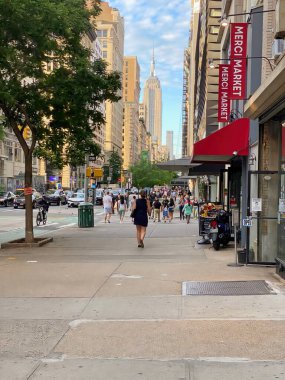 New York, NY, USA - July 9, 2022: View from lower Fifth Avenue looking north towards the Empire State Building