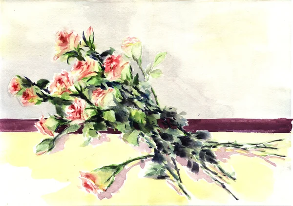 Обычная акварельная живопись прекрасные лилии в вазе — стоковое фото