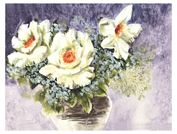 Πρωτότυπο ακουαρέλα λουλούδια — Φωτογραφία Αρχείου