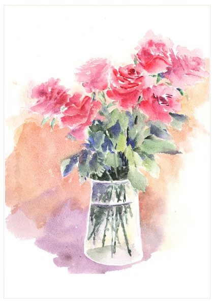 Orginal watercolor flowers — Stock Photo, Image