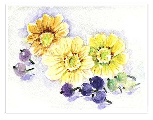 Fleurs aquarelle ornementales — Photo