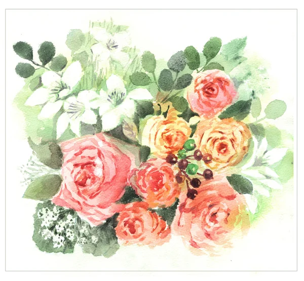 Orginal watercolor flowers — Stock Photo, Image