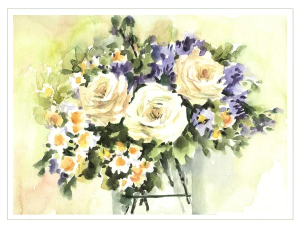 Orginal watercolor flowers — Stock Photo, Image