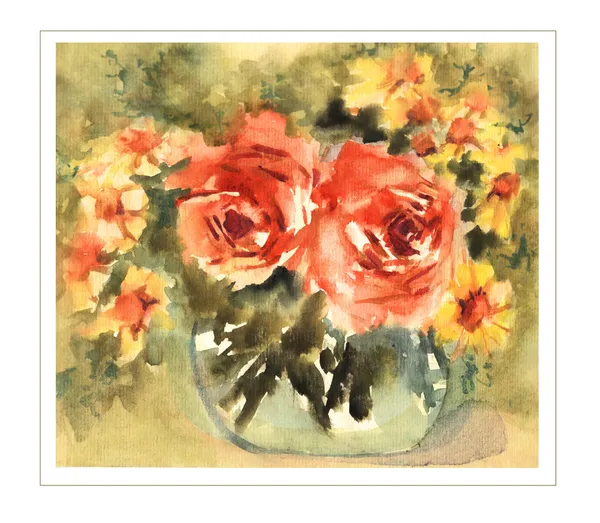 Orginal watercolor flowers — Stock Photo, Image