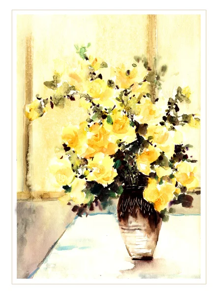 Роспись акварельных цветов — стоковое фото