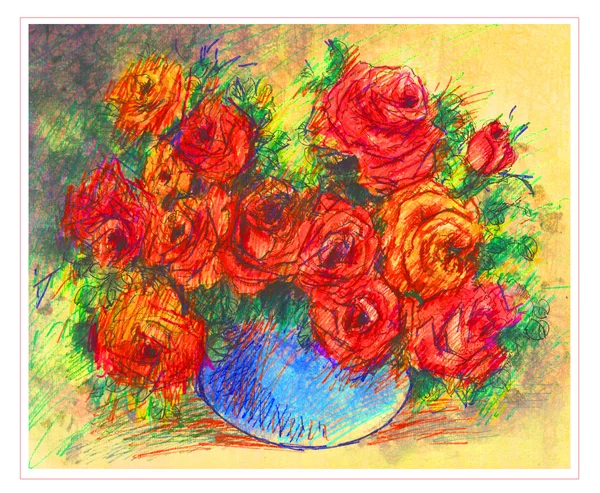 Orginal watercolor flowers painting — Stock Photo, Image