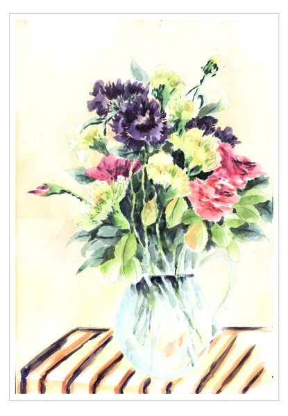 Oryginalne kwiaty akwarela malarstwo — Zdjęcie stockowe