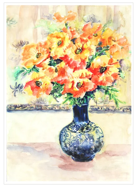 Oryginalne akwarele kwiat — Zdjęcie stockowe