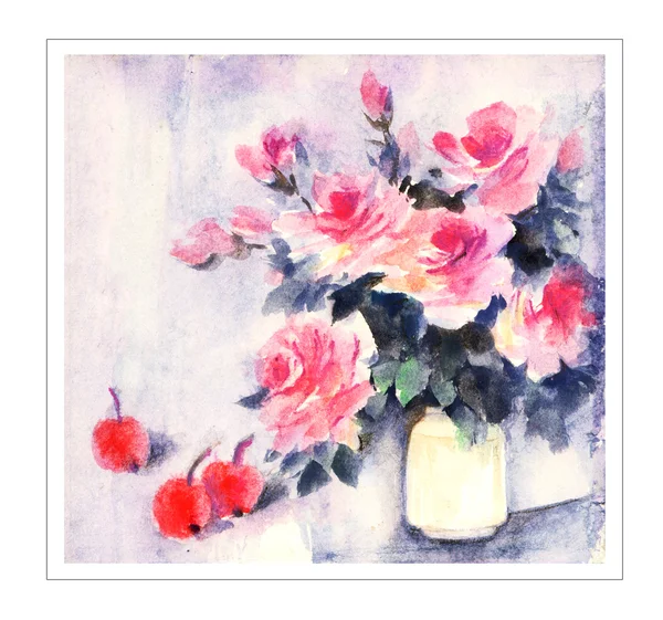 Originální akvarel květ — Stock fotografie