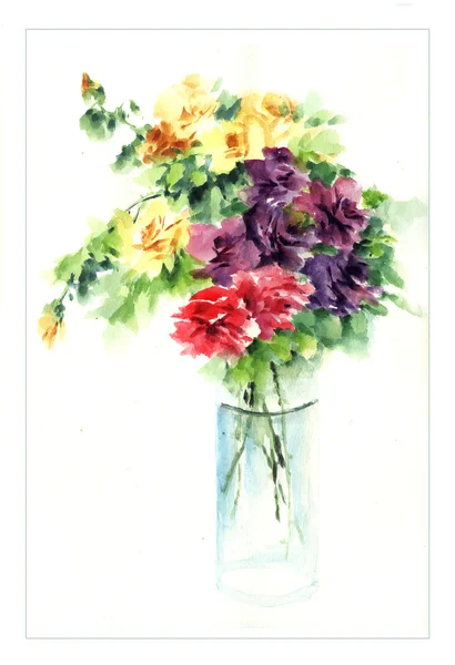 Orginal acuarela flores — Foto de Stock
