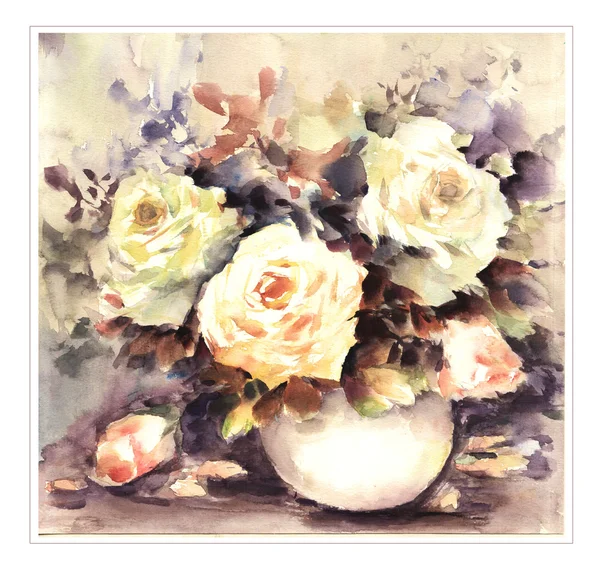 Flores aquarela orginais — Fotografia de Stock