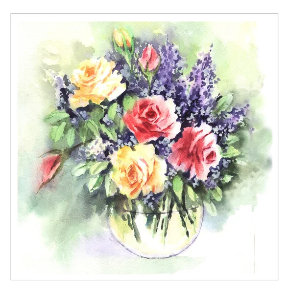 Fleurs aquarelle ornementales — Photo