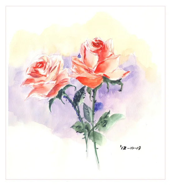 Fleurs aquarelle ornementales — Photo