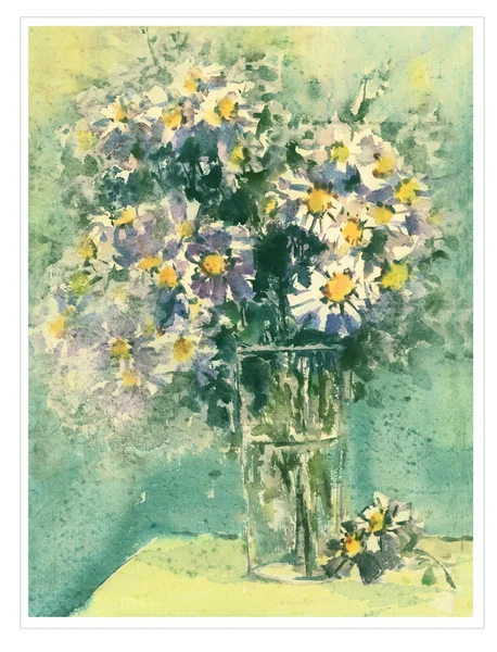 Oryginalne akwarele kwiaty — Zdjęcie stockowe