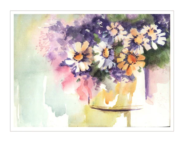 Originální akvarel květiny — Stock fotografie