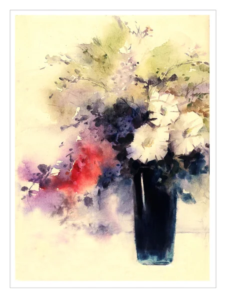 Orginal akvarell blommor — Stockfoto