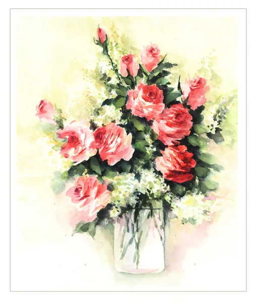 Orginal watercolor flowers — Stock Photo, Image