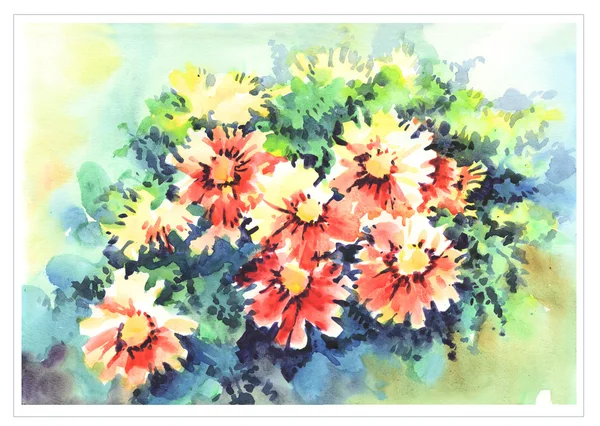 オリジナル水彩画の花の絵画 — ストック写真