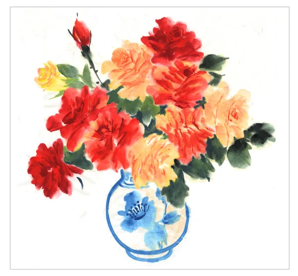 Orginal watercolor flower painting — Stock Photo, Image