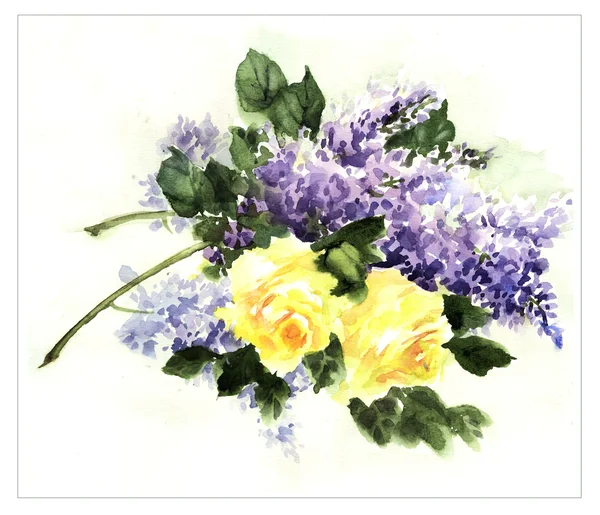 Orginal λουλούδι ακουαρέλα ζωγραφική — Φωτογραφία Αρχείου