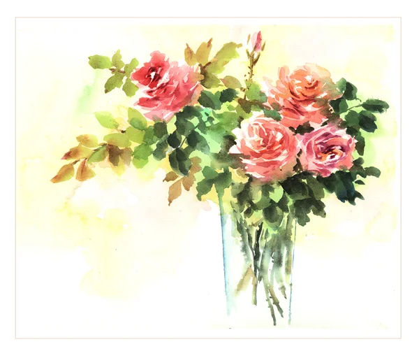 Orginal aquarela flor pintura — Fotografia de Stock