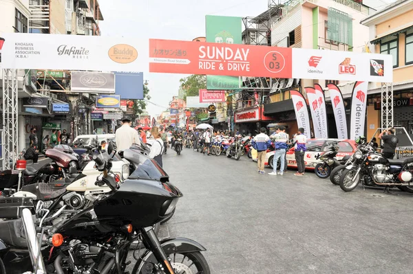 Bangkok Dicember19 Espectáculo Coches Motocicletas Paseo Del Domingo Conducir Khaosan — Foto de Stock