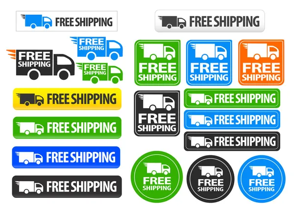 Free Shipping icons and buttons pack — Stock Vector
